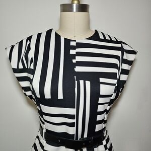Calvin Klein Monochrome Geometric Dress